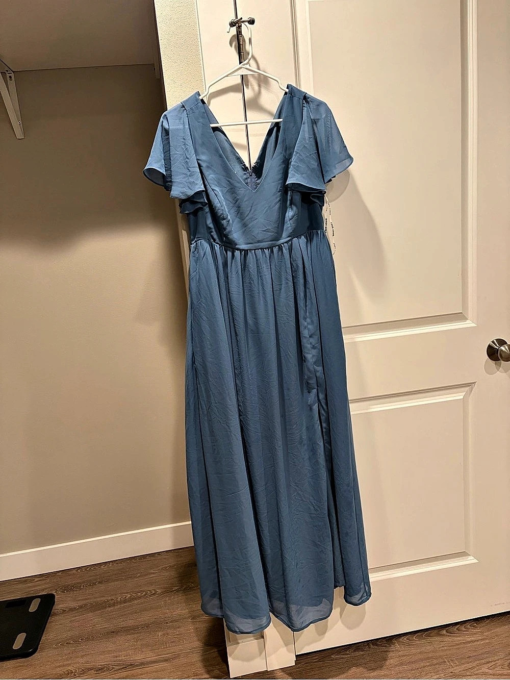 Birdy Grey Hannah Dress Maxi Flutter Sleeve Dress in Blue (twilight)
